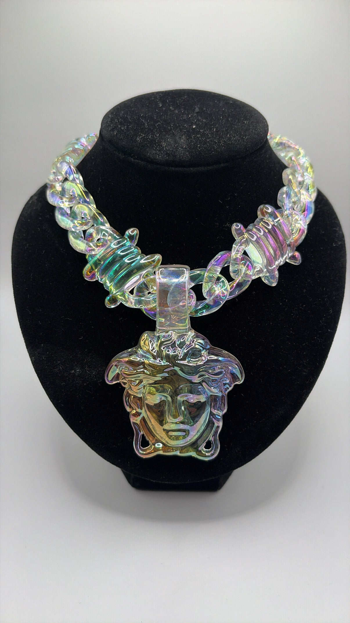 Iridescent Medusa Pendant
& Chain Set
