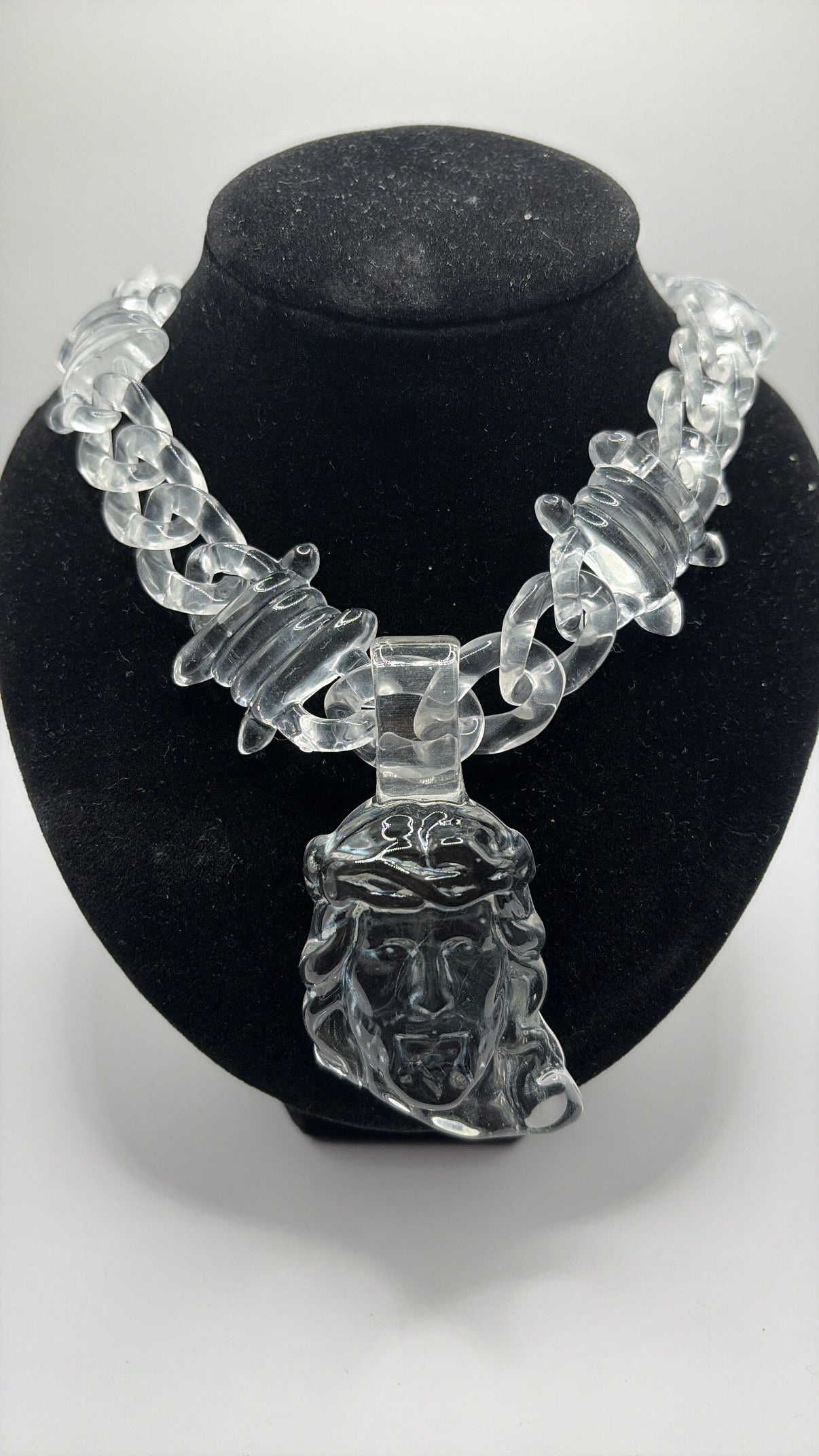 Clear Cuban x Jesus face Pendant Chain 30' inch